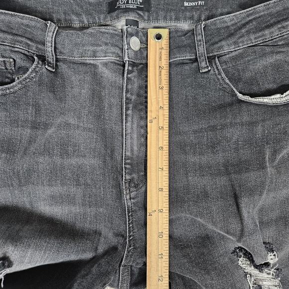 Judy Blue Jeans Womens 24 Faded Black Daisy Distressed Skinny Fit Stretch Boho - Picture 10 of 13